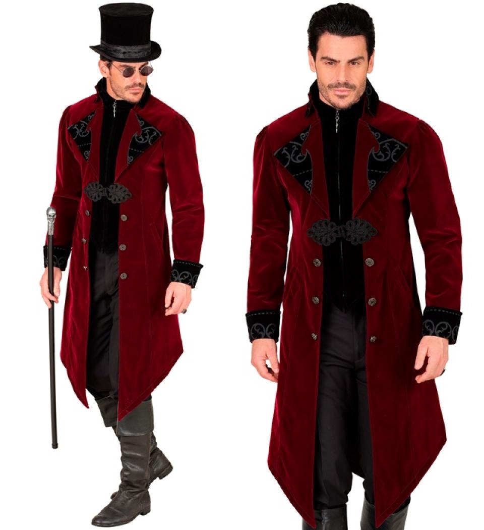 Manteau gothique rouge bordeaux en velours qualité luxe taille S