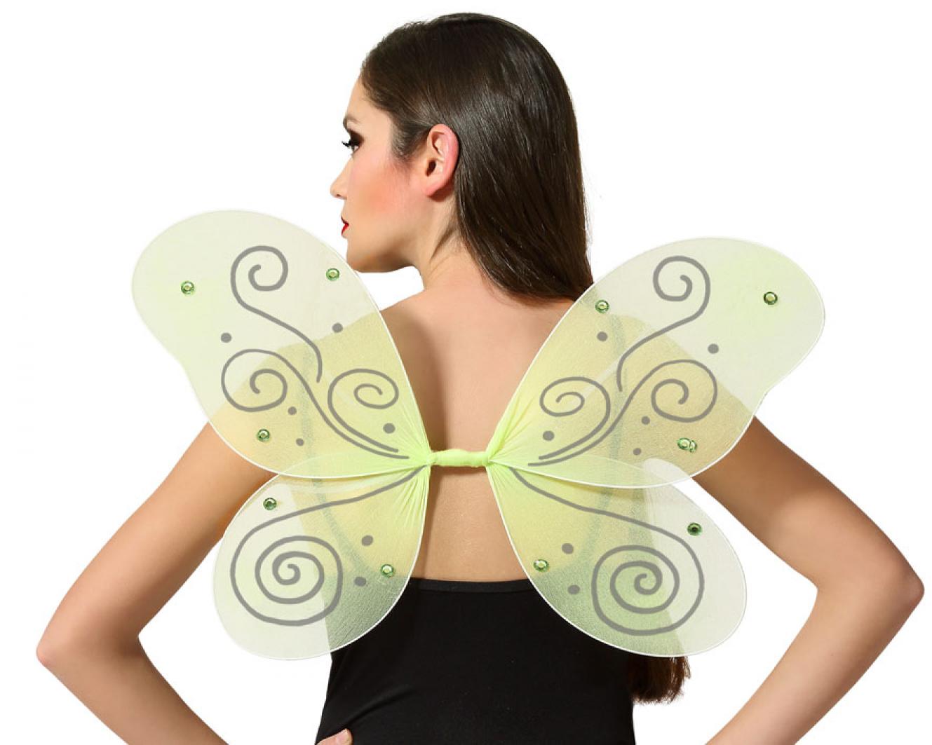 Ailes de papillon / fée jaune-vert 48x37cm