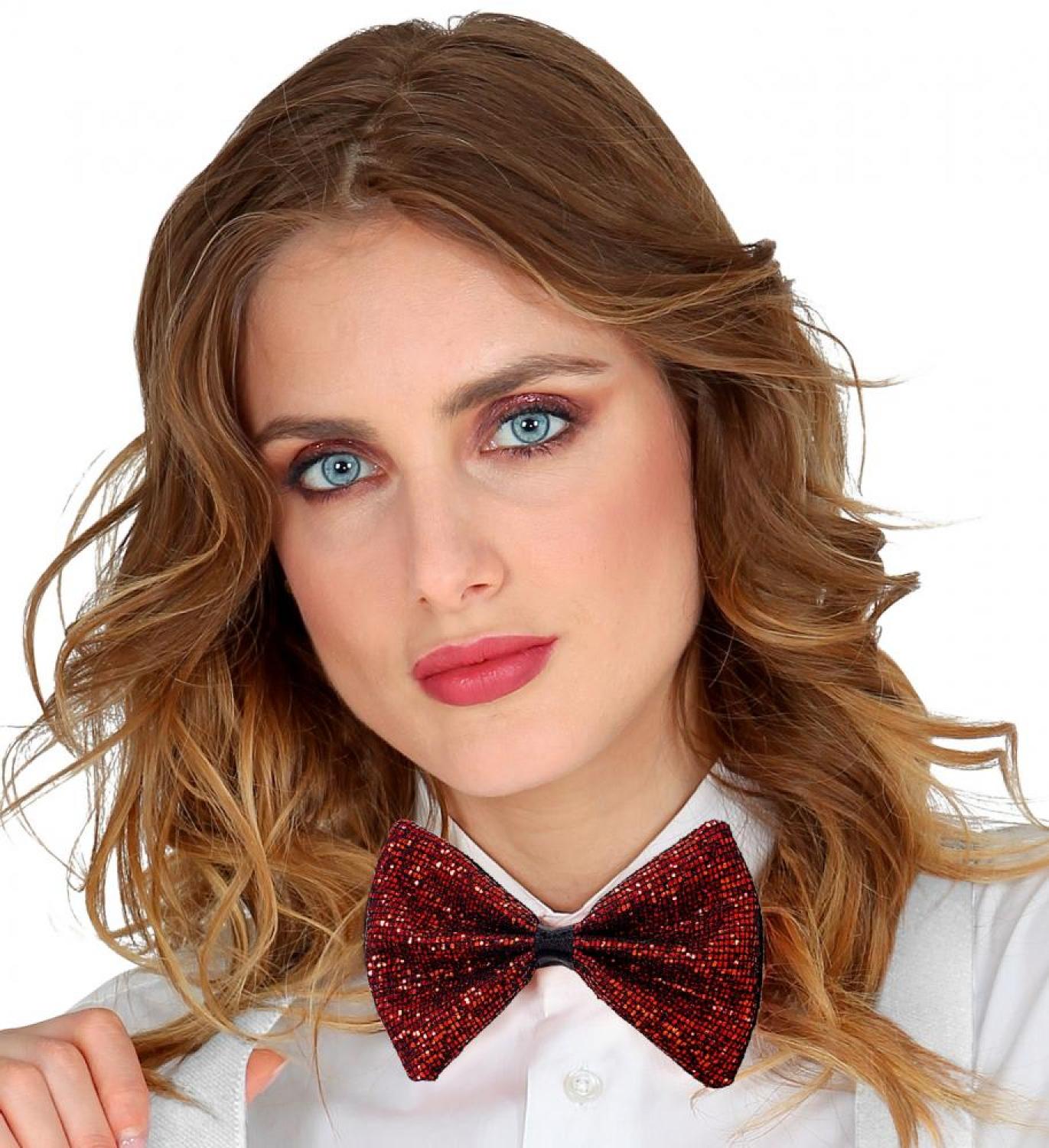 Noeud papillon carreaux brillant rouge