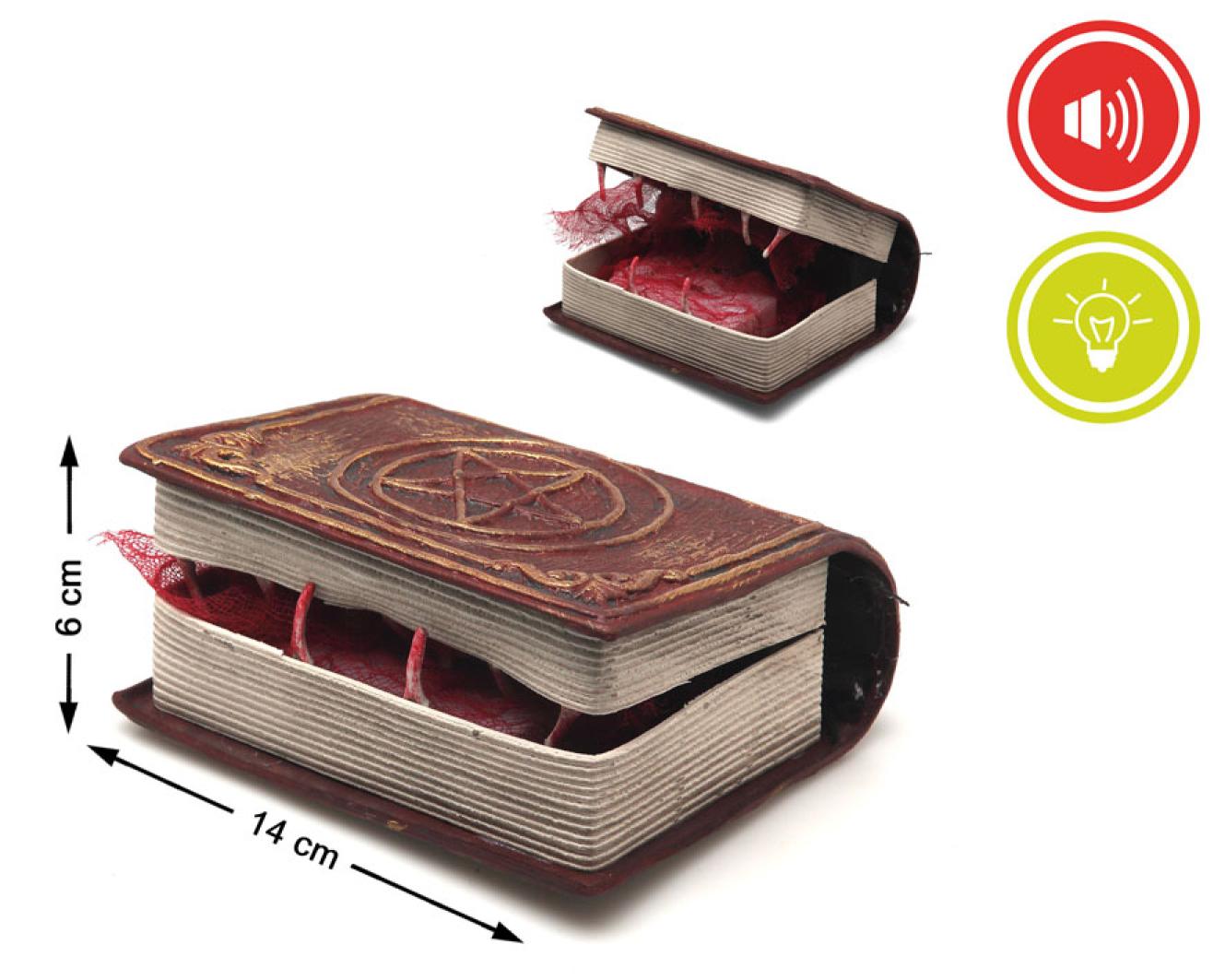 Livre animé mangeur avec dents animatronic sur piles 14x12x6cm