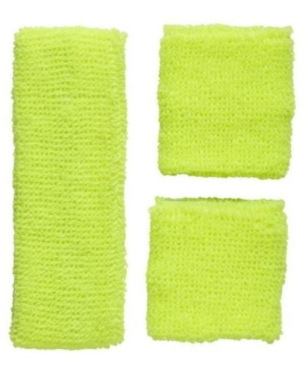 Bandeau et bracelets fluo jaune