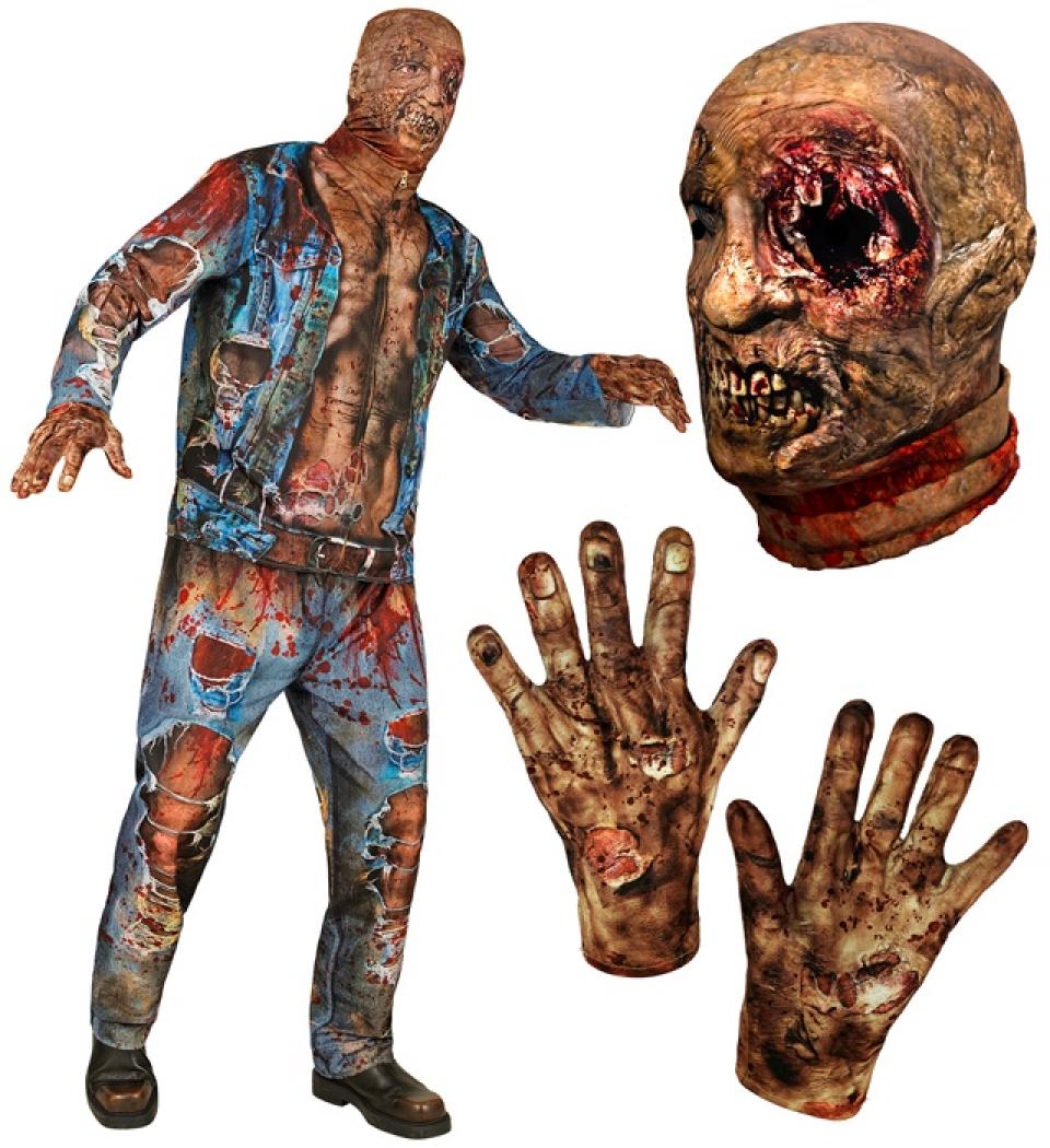 Déguisement effet réaliste zombie imprimé Fast Costume intégral taille L