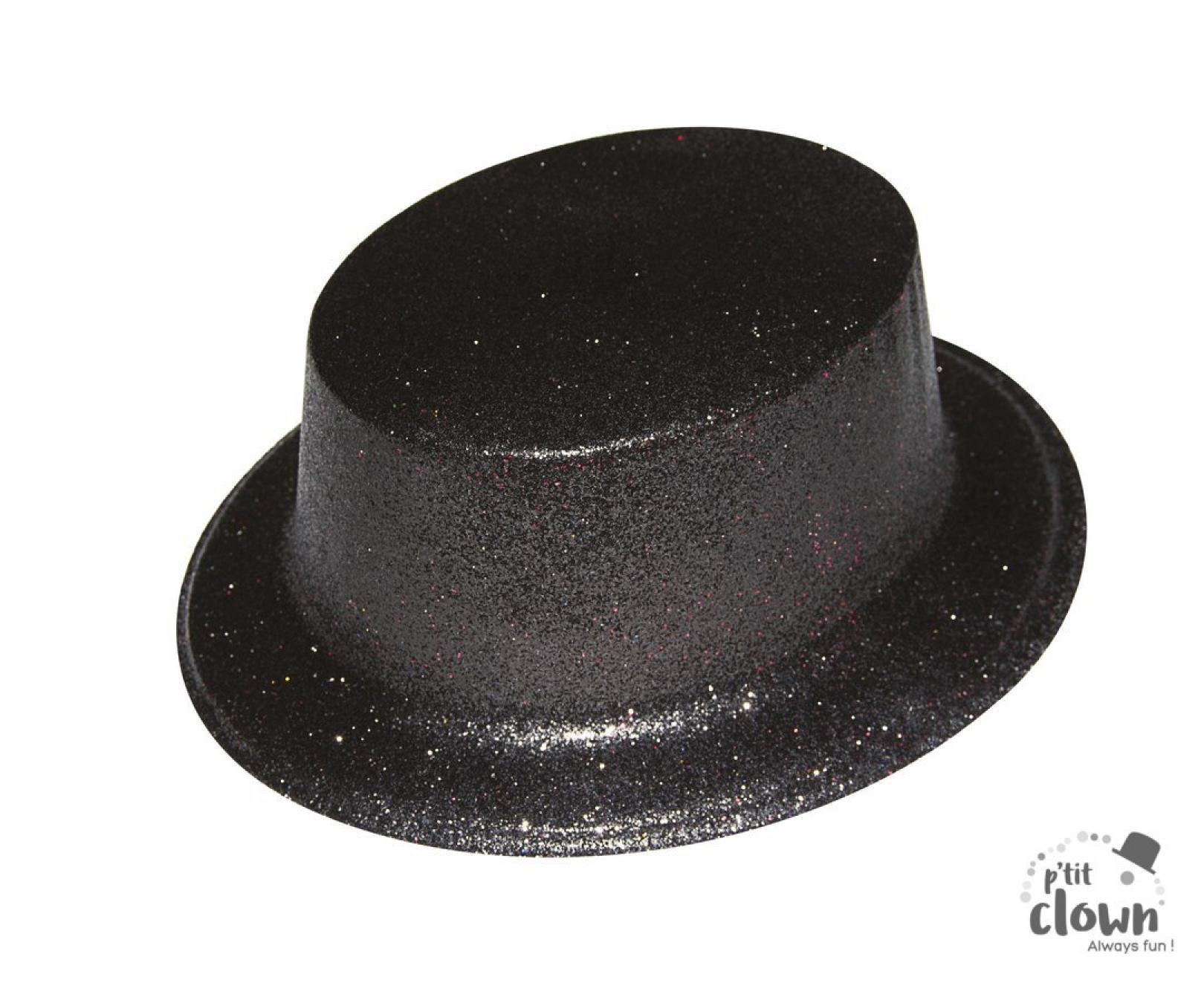 Chapeau haut de forme paillettes noir