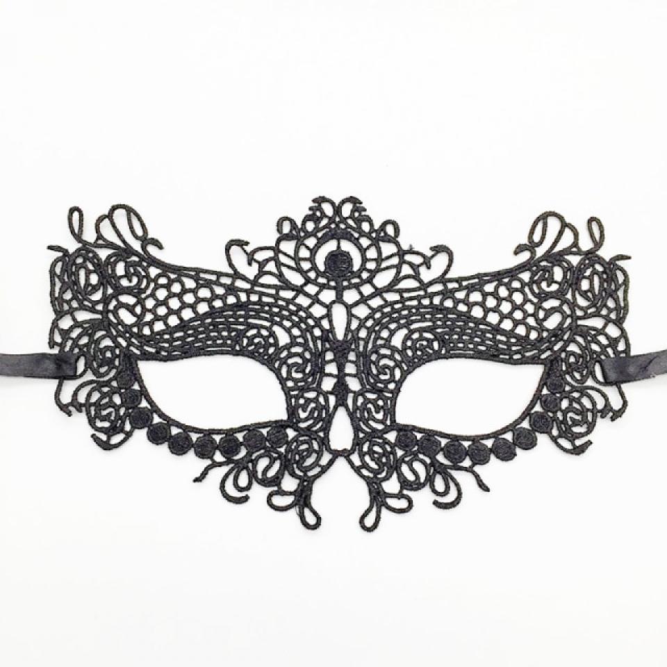 Loup diamant dentelle amidonnée noir