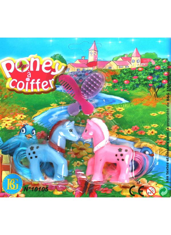 2 poneys à coiffer 6cm avec 2 peignes (E7-5)