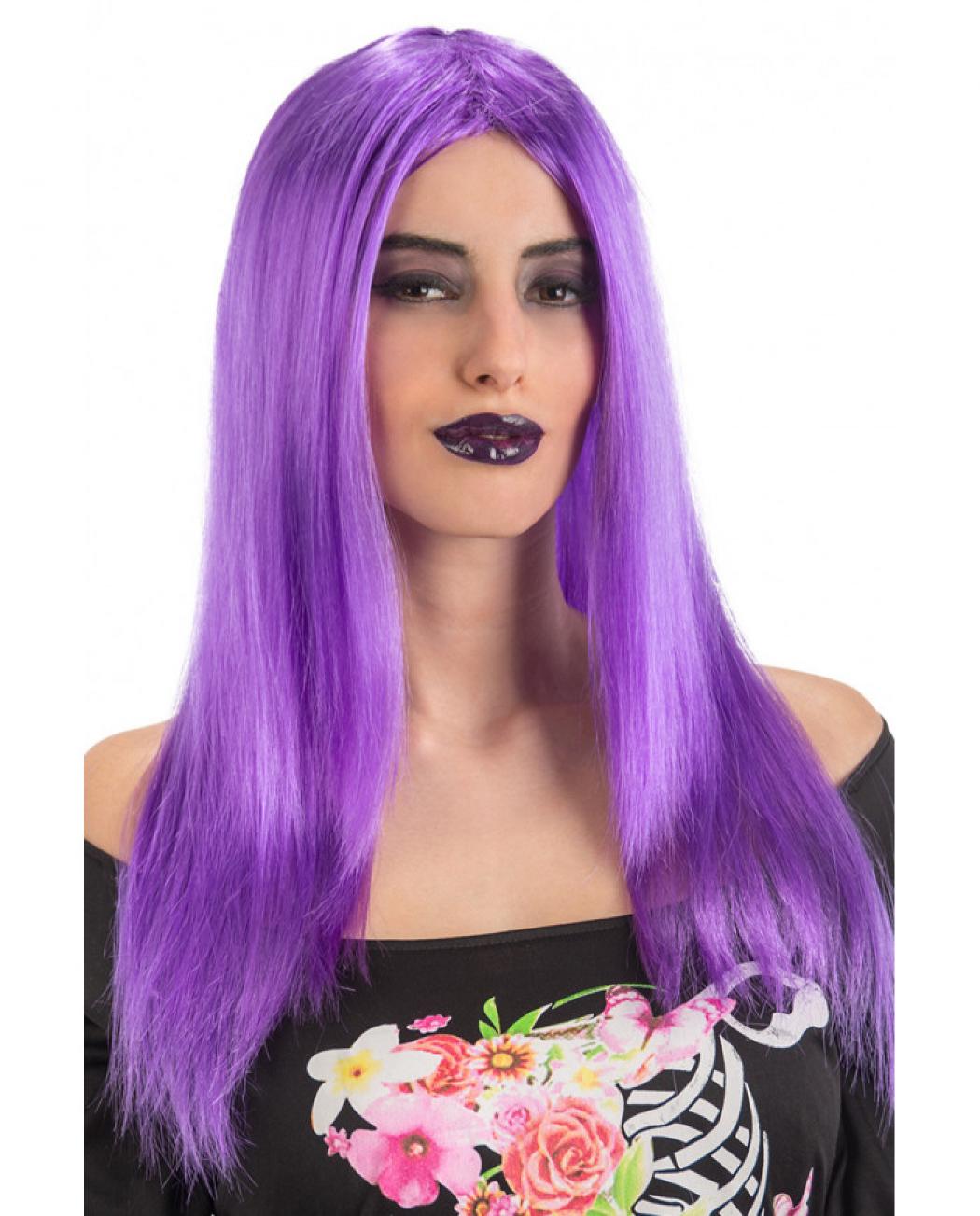 Perruque lisse longue sans frange Glamour violette