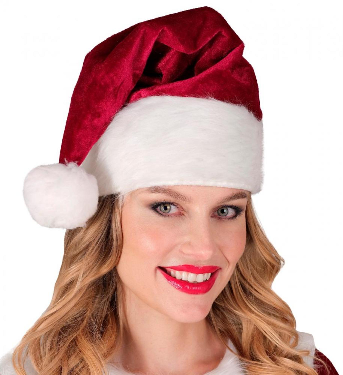 Bonnet Père Noël luxe velours et fourrure