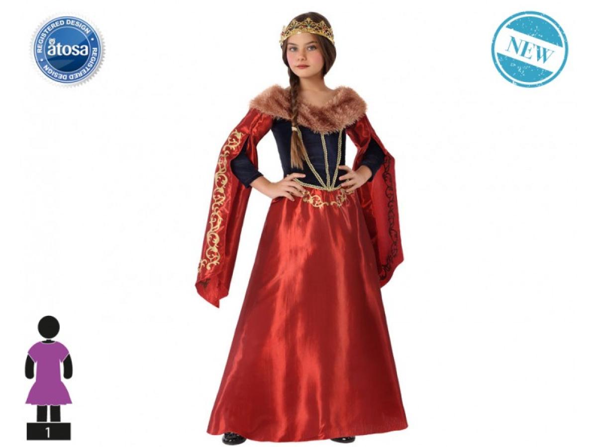 Reine médiévale rouge taille 3/4 ans