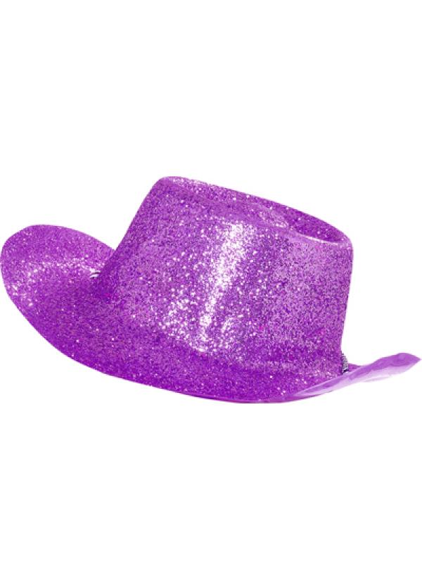 Chapeau cow boy à paillettes lilas