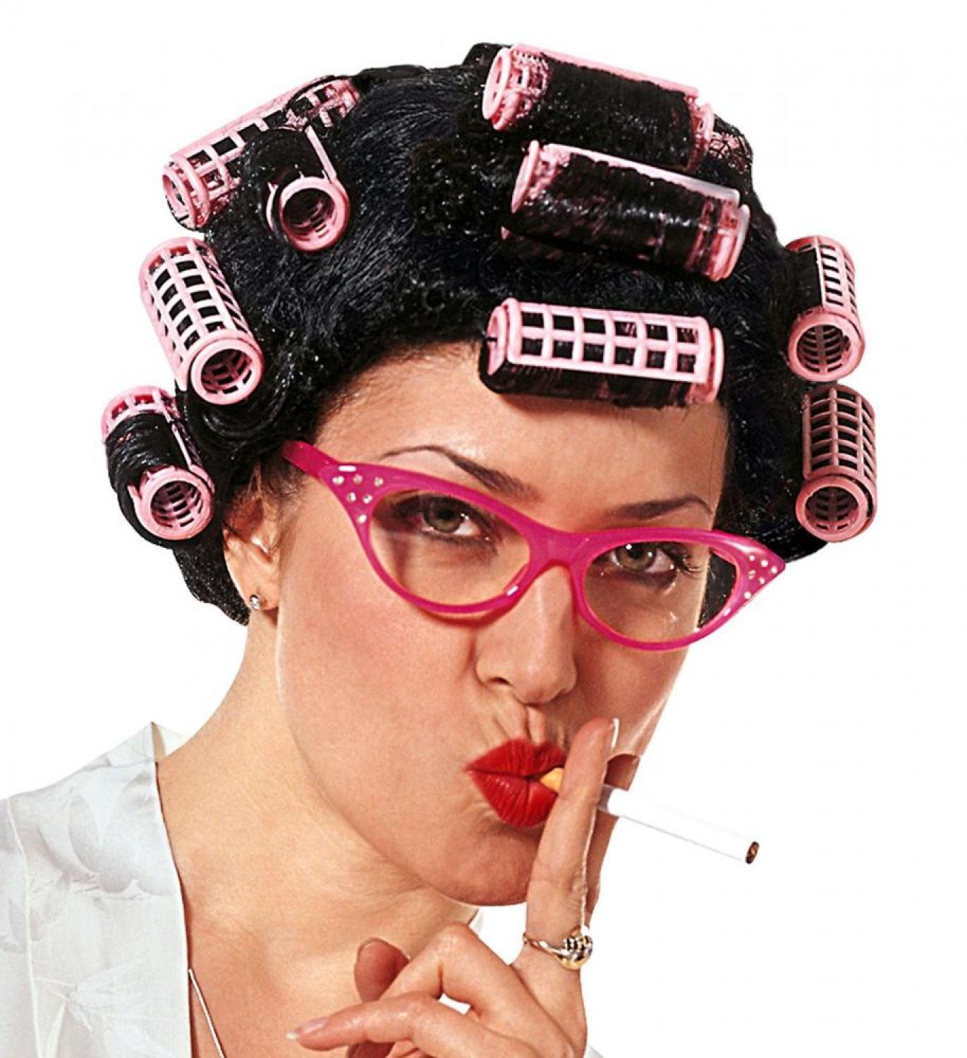 Perruque femme avec bigoudis