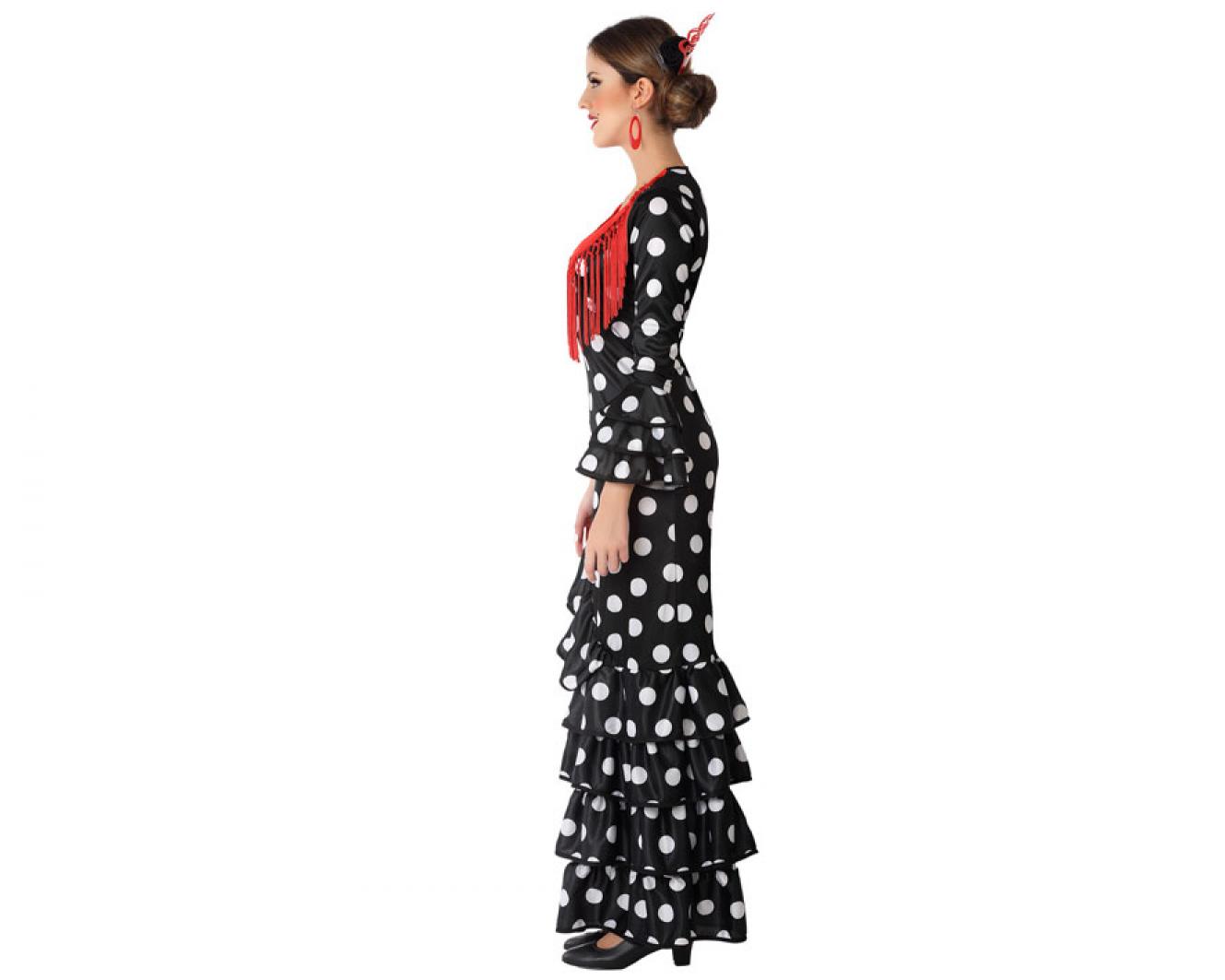 Robe espagnole noire pois blancs taille M/L