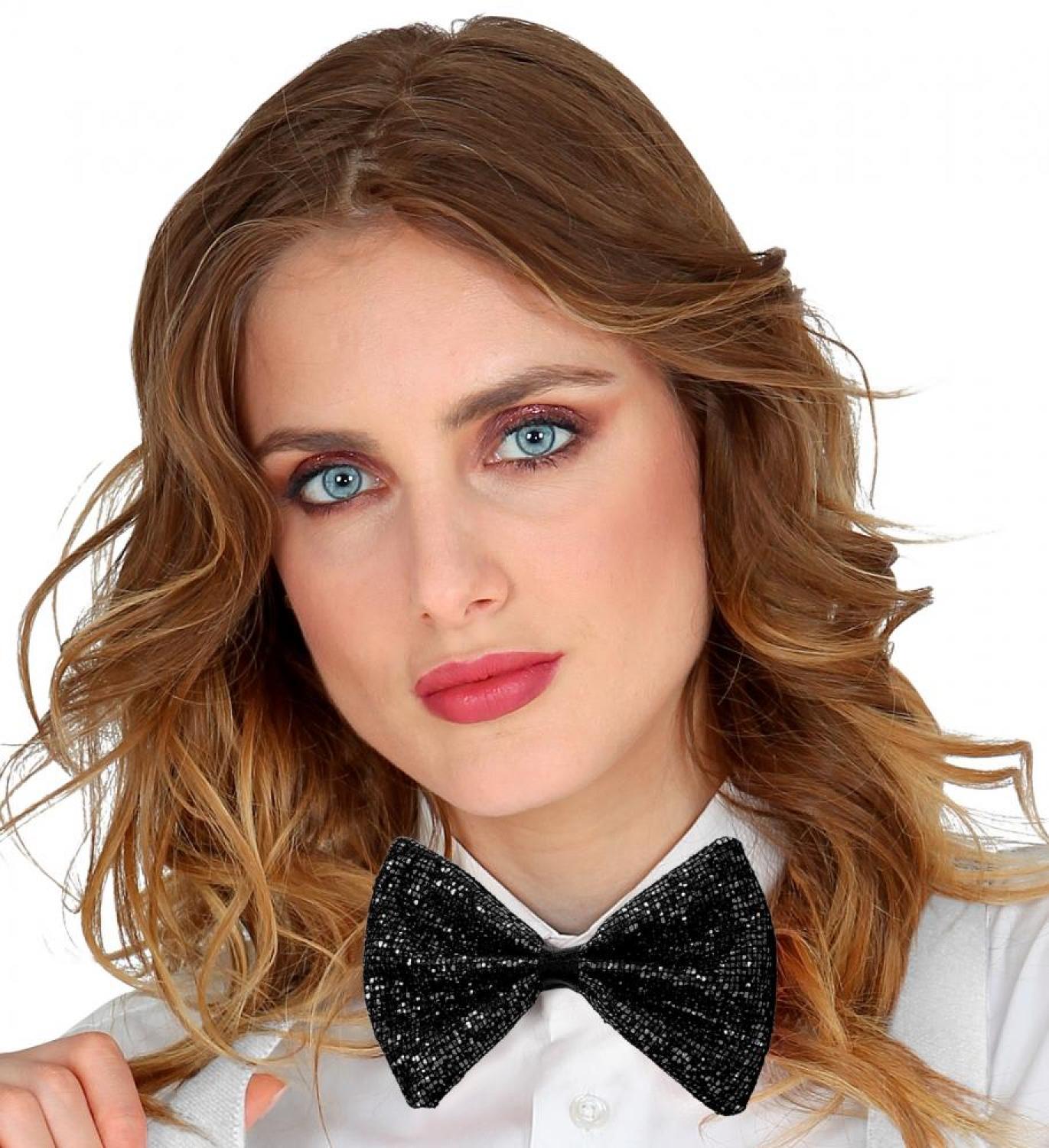 Noeud papillon carreaux brillant noir