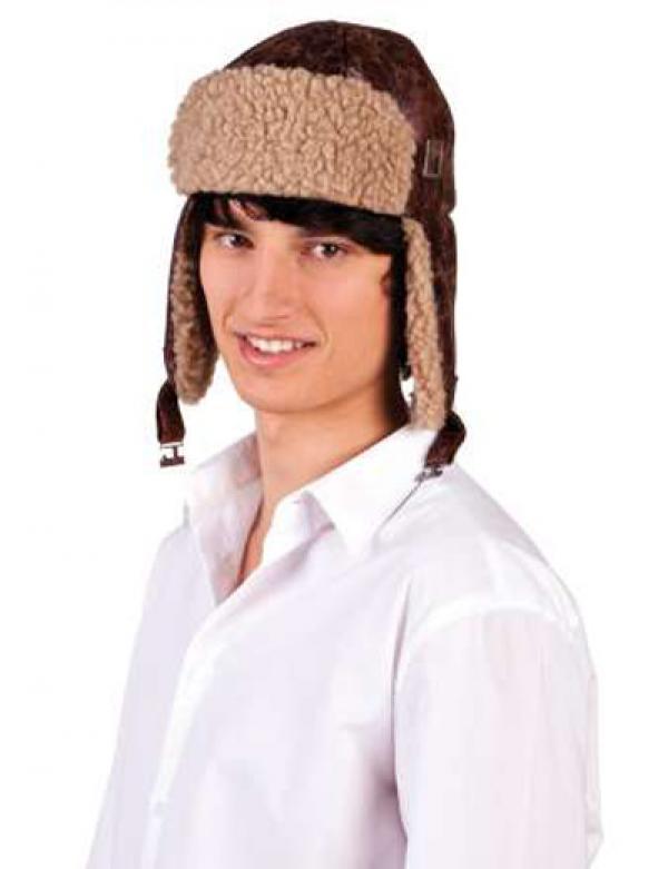 Casque aviateur faux cuir avec fourrure