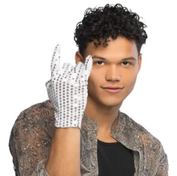 Gant roi de la pop sequin argent