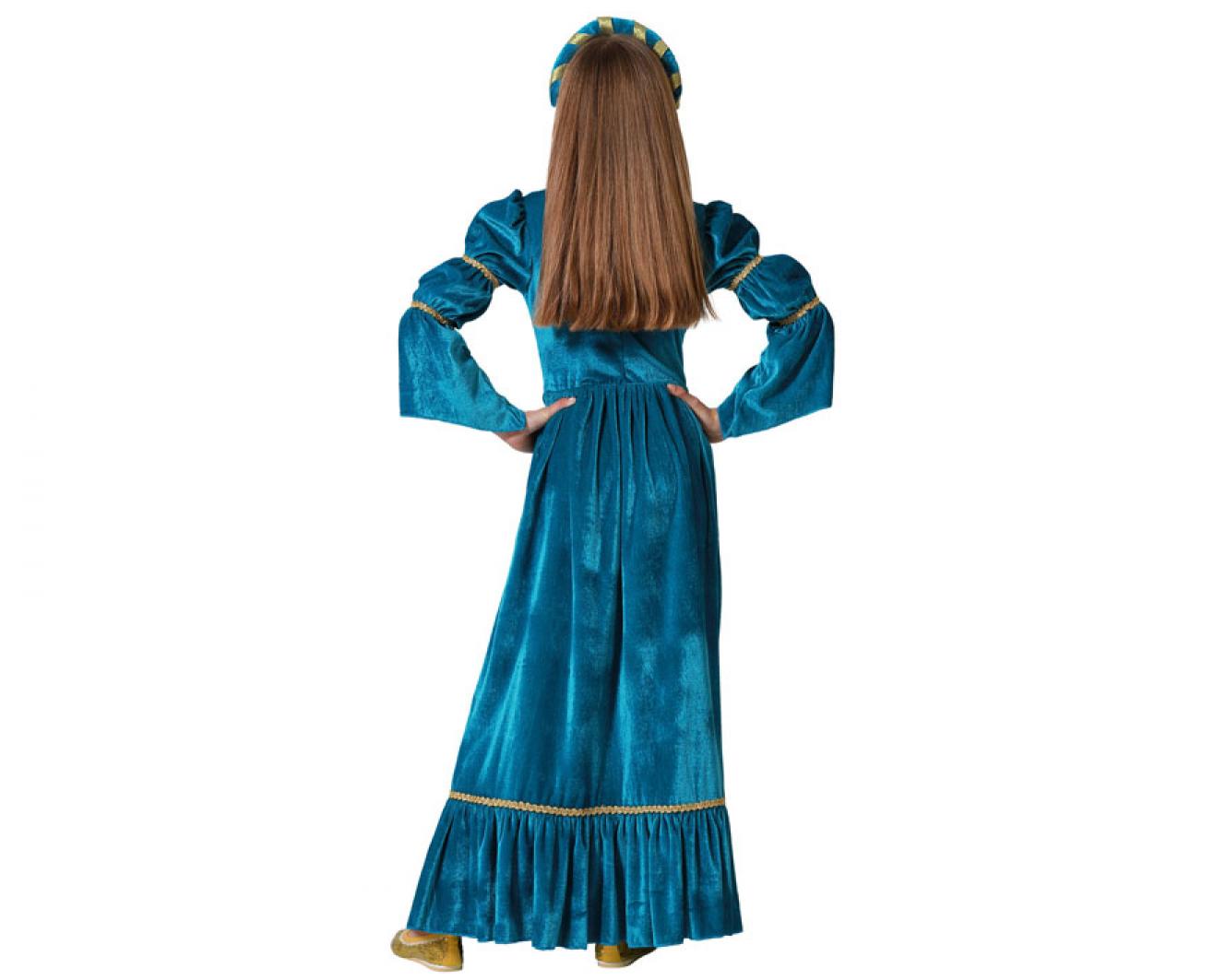 Reine médiévale bleue velours 10/12 ans