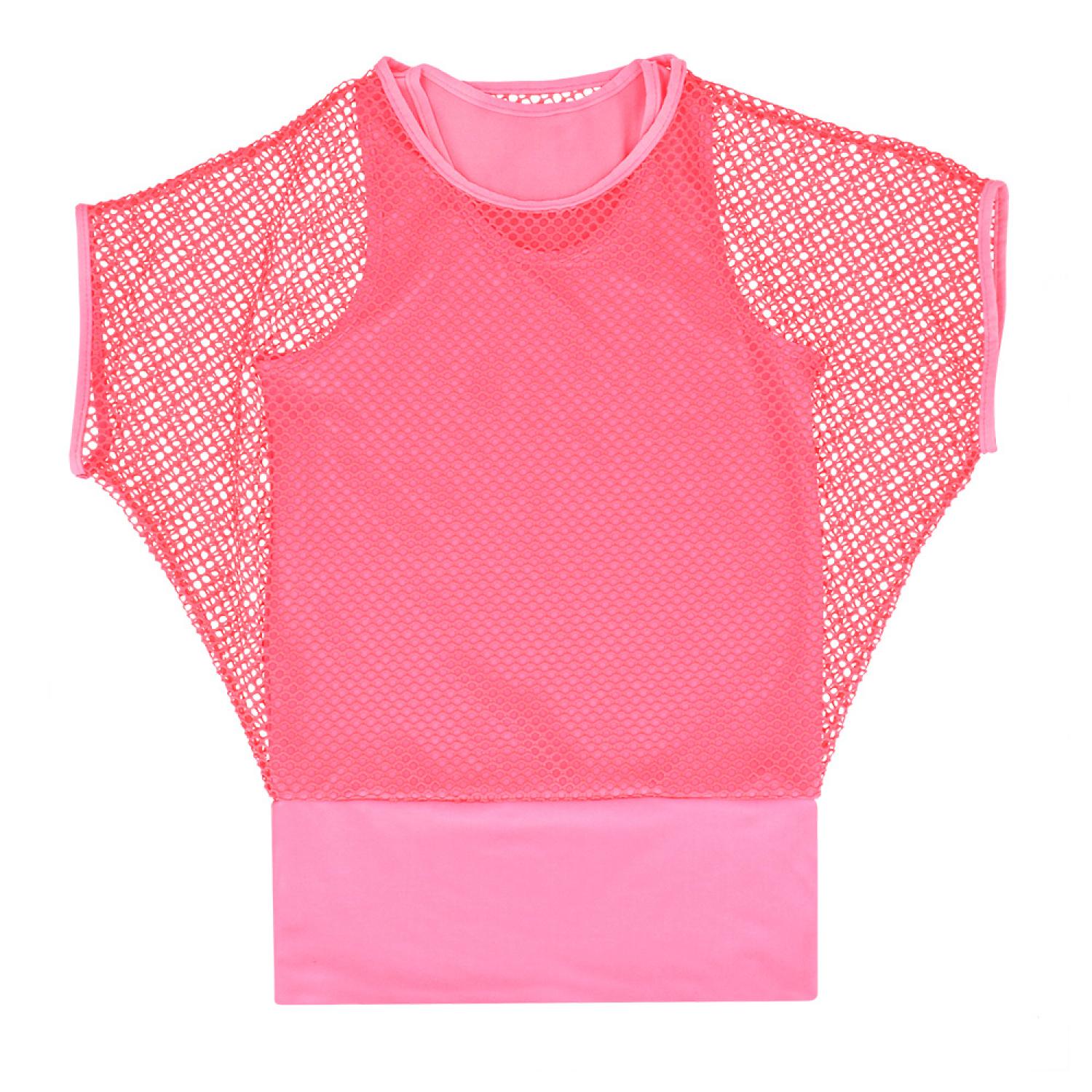 Débardeur top rose fluo avec t-shirt résille