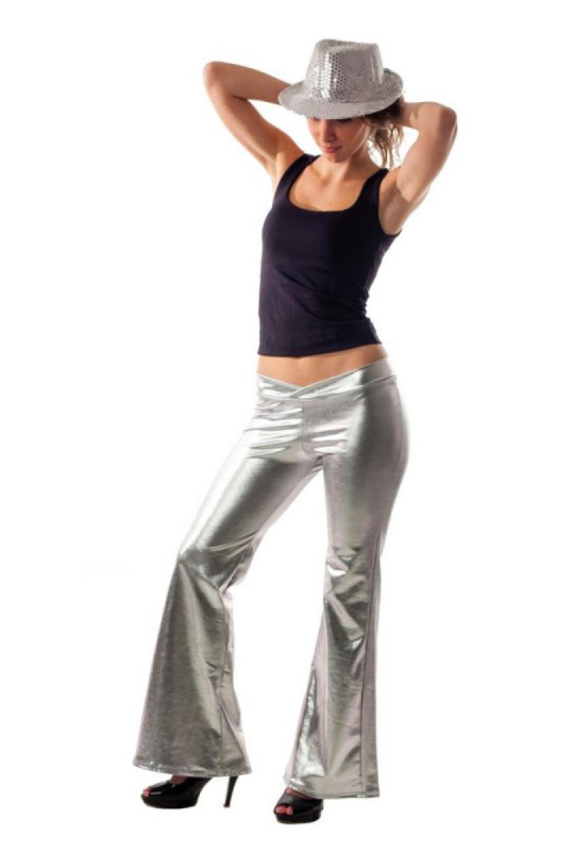 Pantalon disco argent satiné taille M/L
