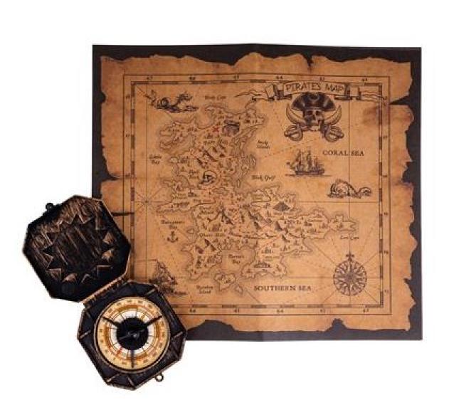 Carte au trésor de pirate + boussole
