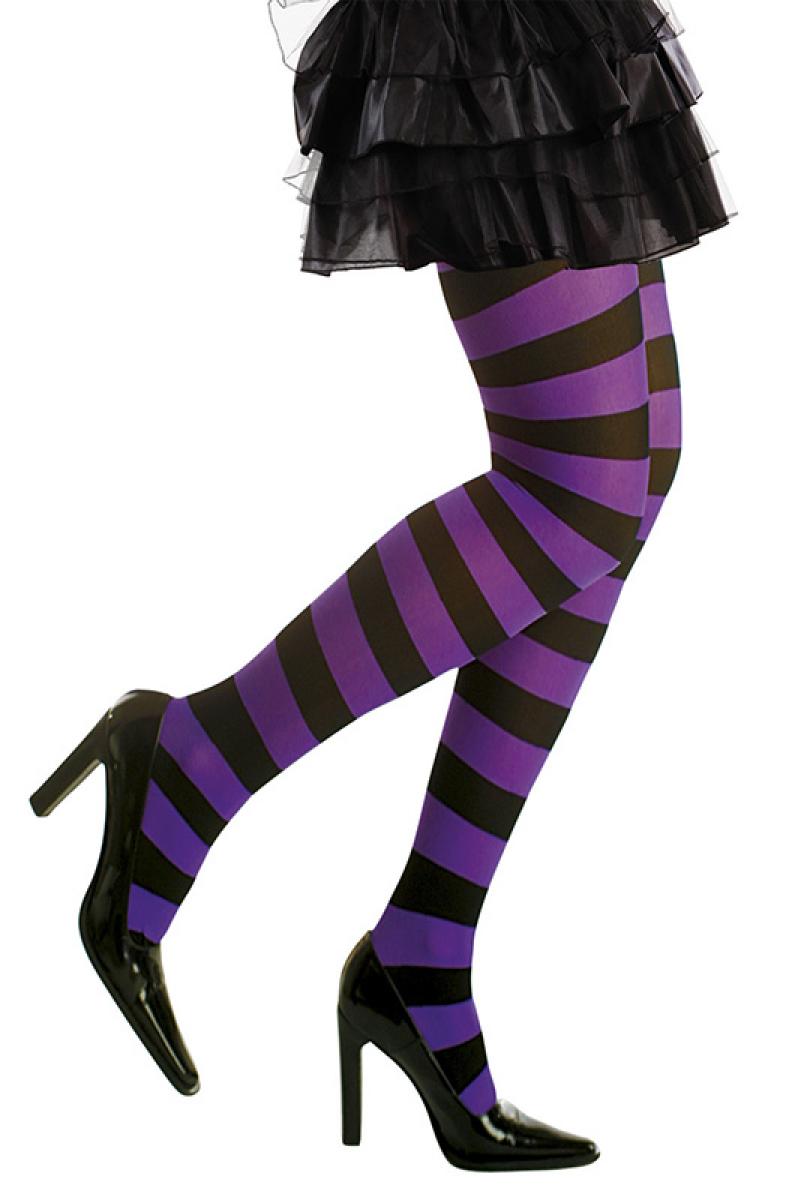 Collants rayés violet/noir