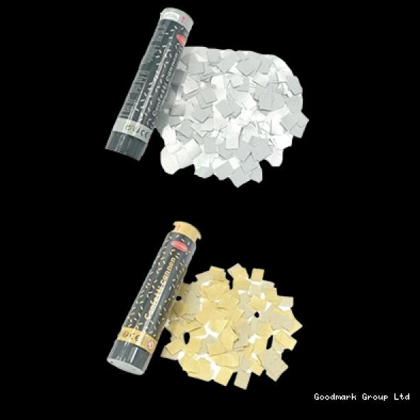 Canon à confettis 20cm à ressort OR ou ARGENT