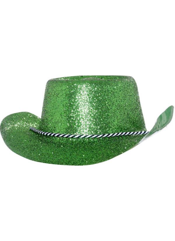 Chapeau cow boy à paillettes vert