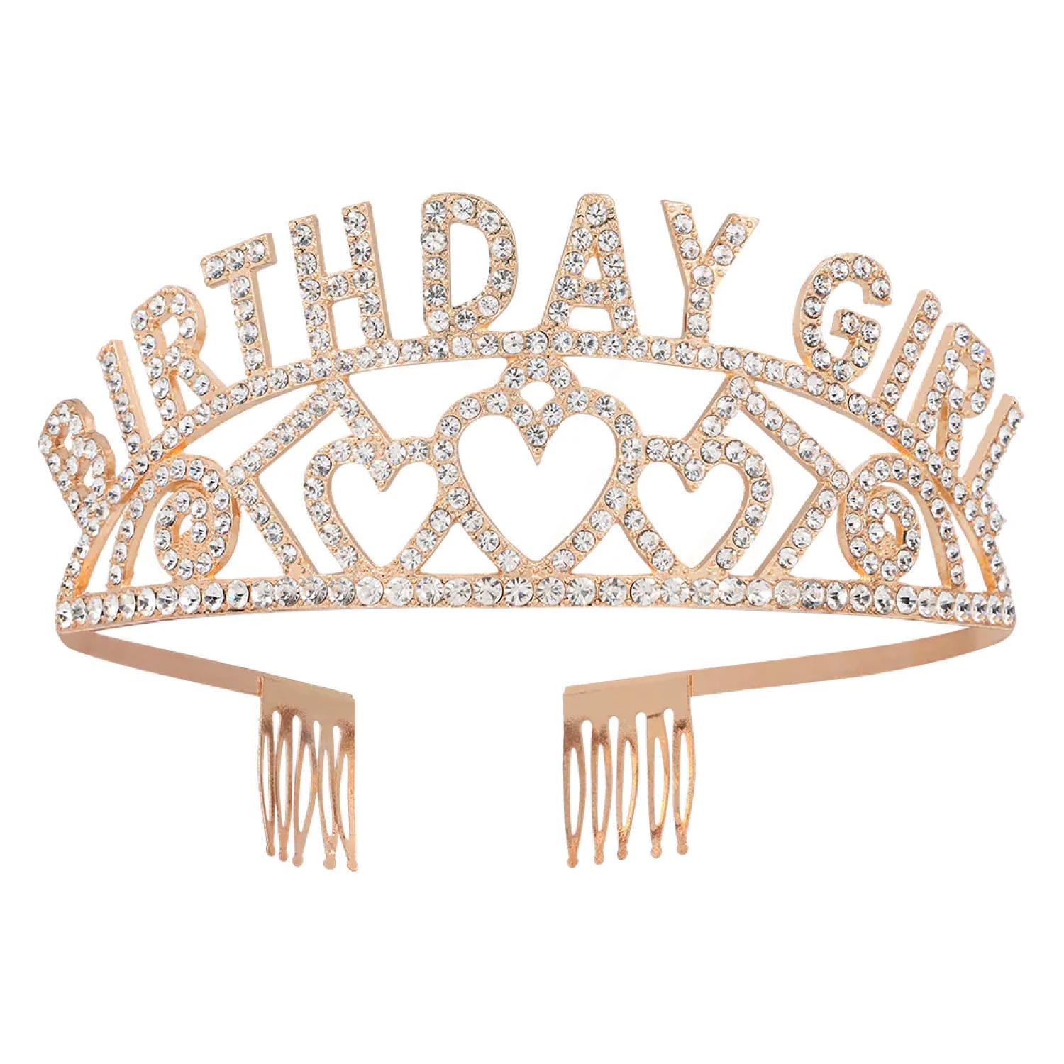Diadème tiare métal or Birthday girl anniversaire
