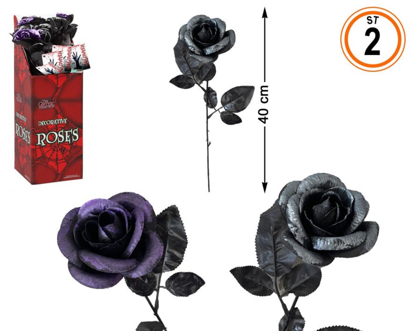 Rose noire pétales colorées 40cm