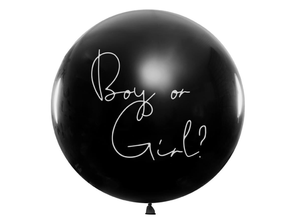 Ballon géant 1 mètre noir Baby Shower fille confettis