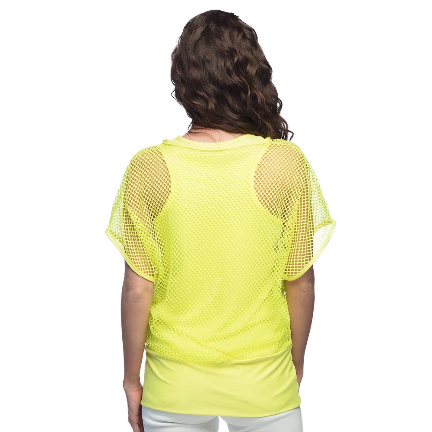 Débardeur top jaune fluo avec t-shirt résille