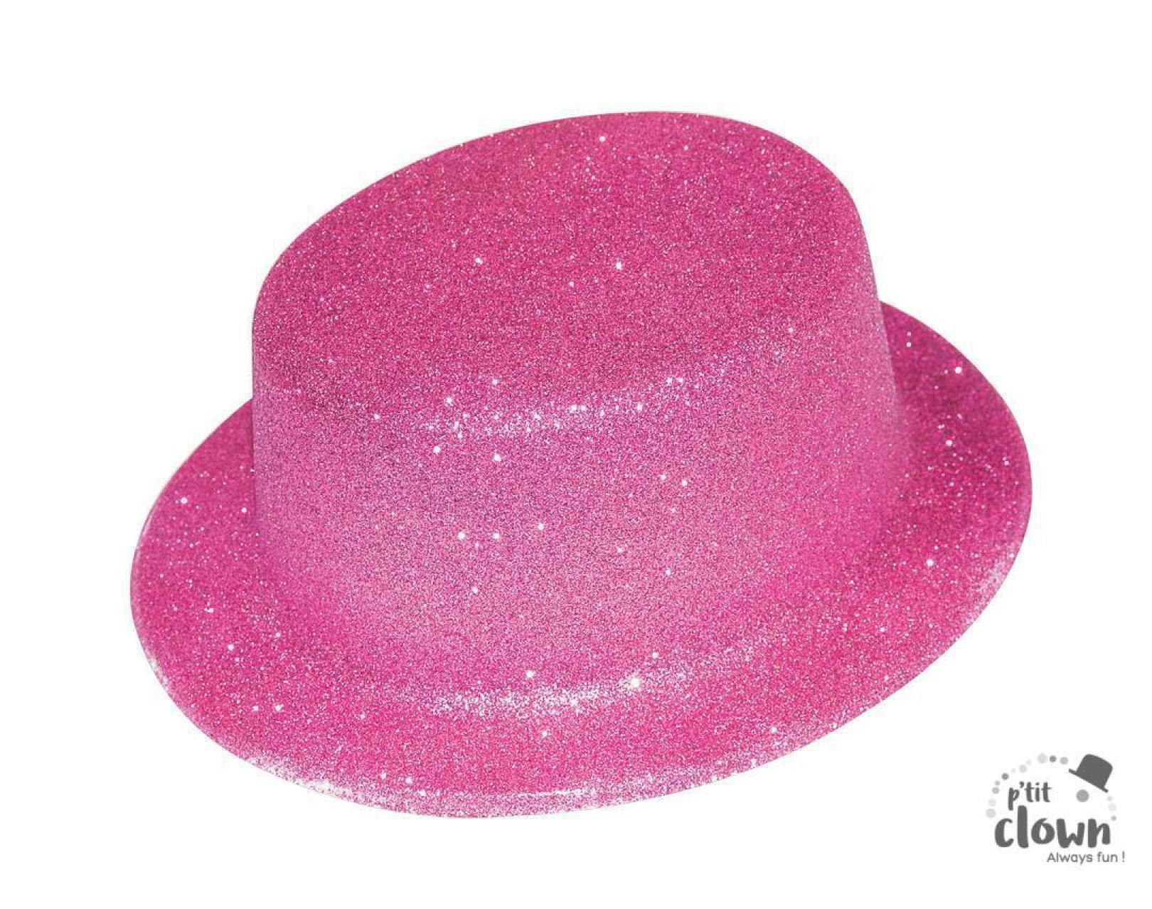 Chapeau haut de forme paillettes fuchsia
