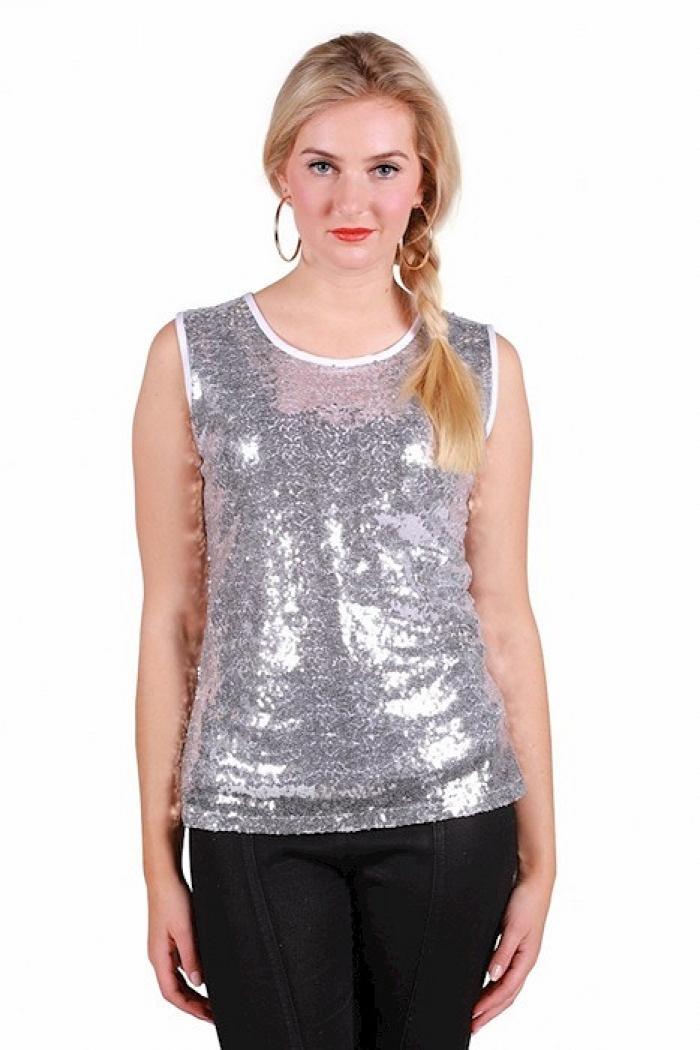 Tee shirt à paillettes argent taille S