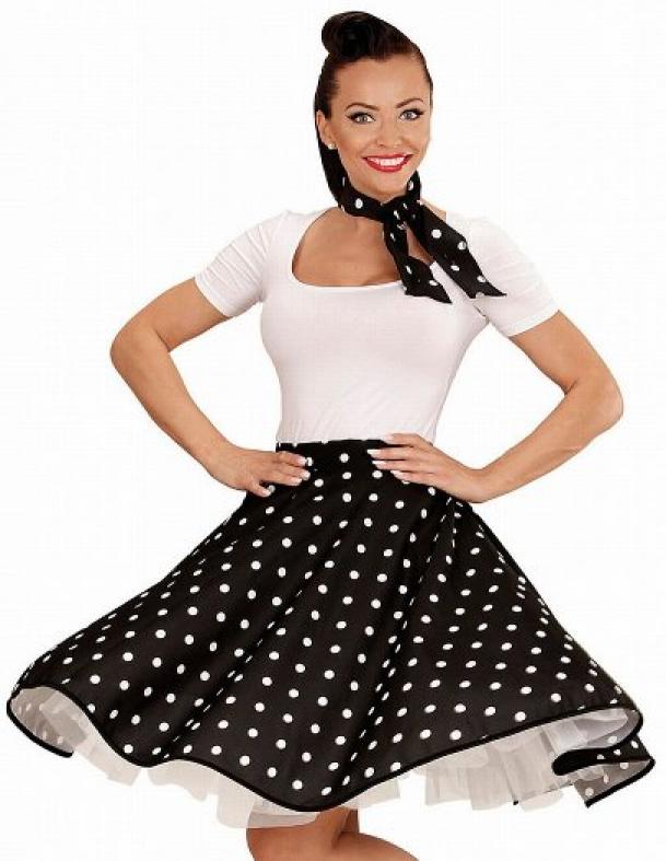 Jupe noire a pois blancs années 50 rock
