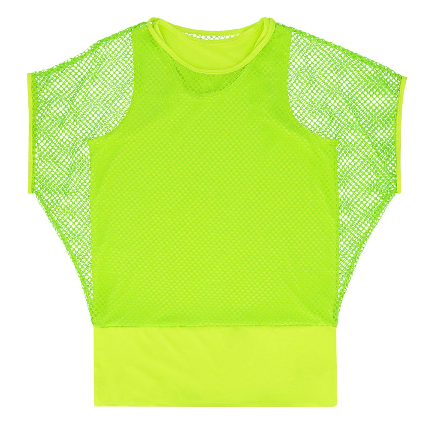 Débardeur top vert fluo avec t-shirt résille