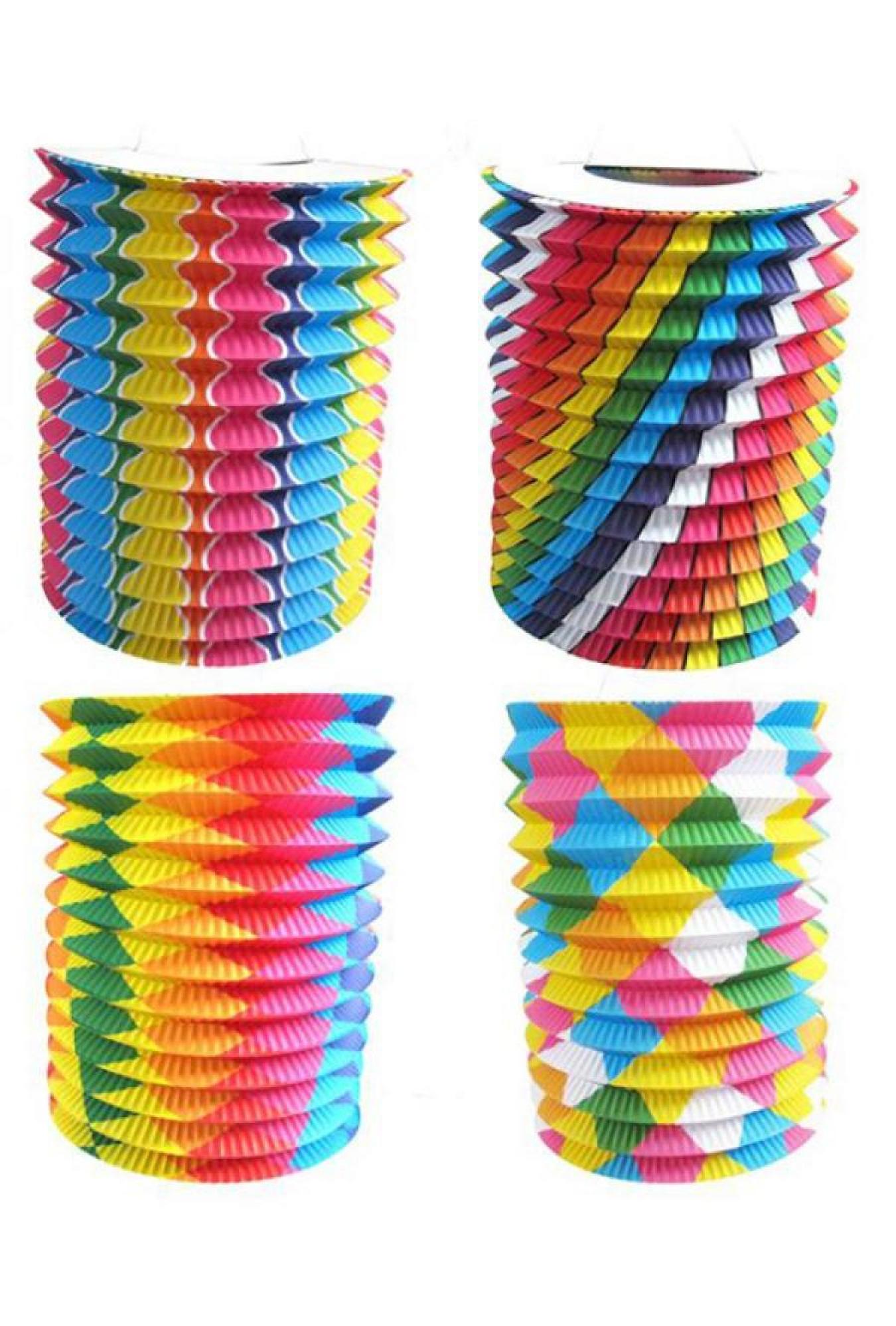 Lot 96 lampions multicolores avec bougies cire et porte-lampions