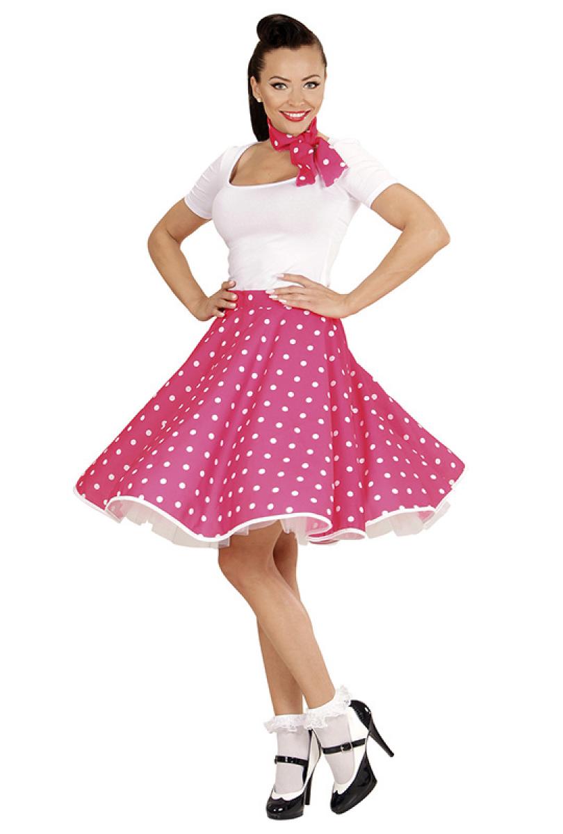 Jupe rose a pois blanc années 50 rock