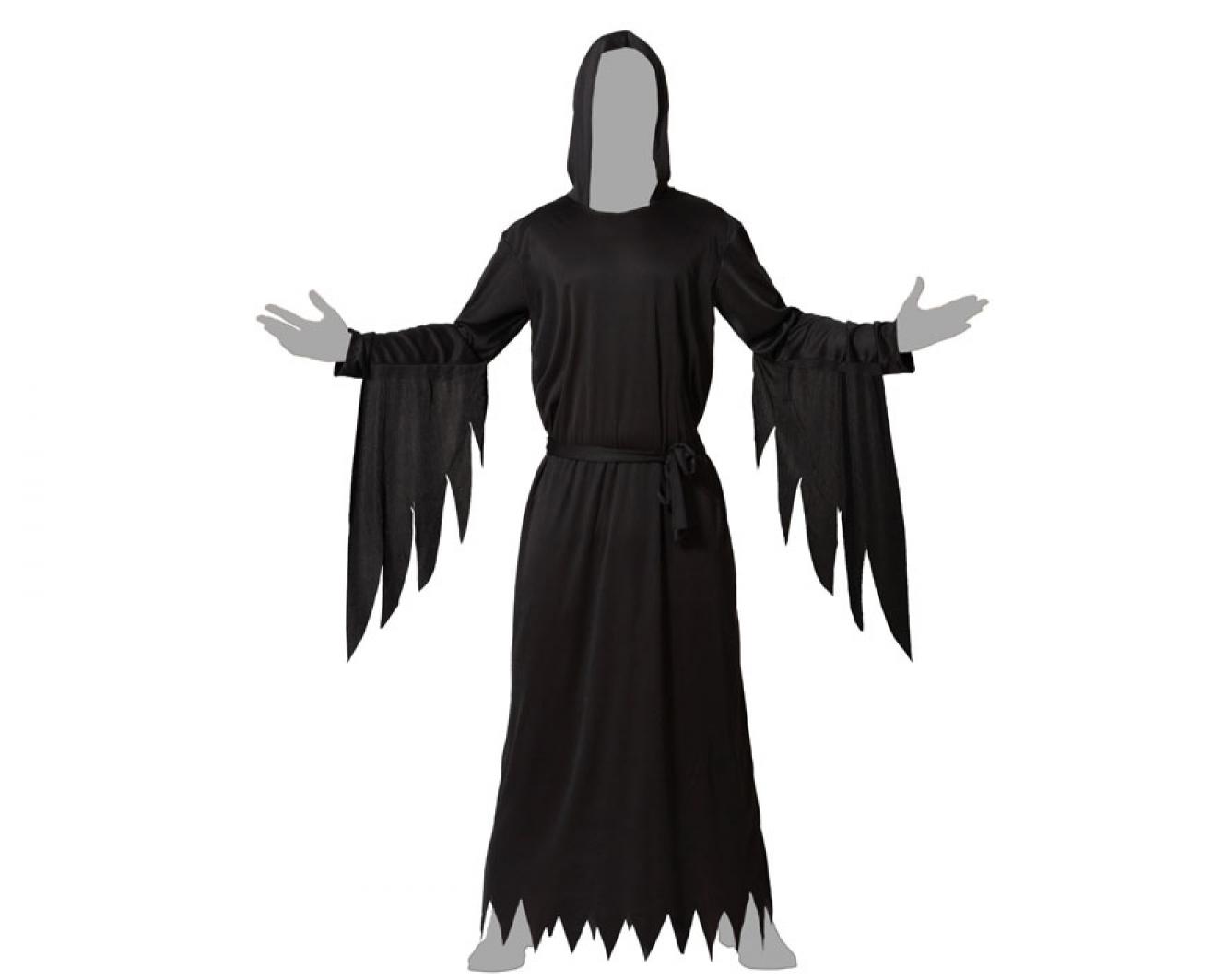 Tunique noire longue à capuche avec manches tombantes taille M/L