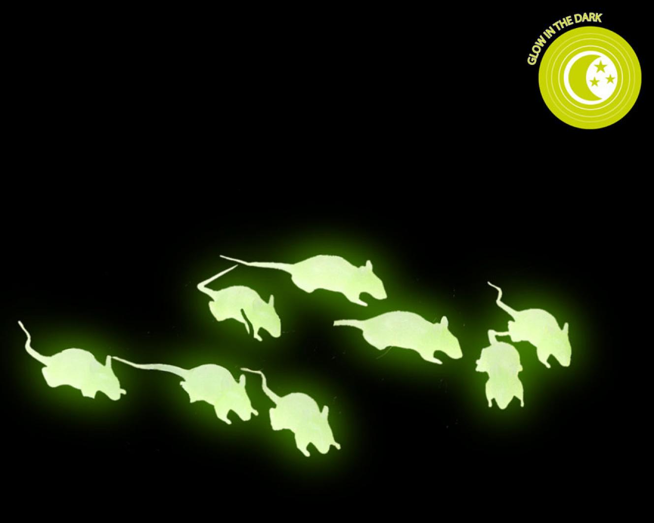 12 souris décoration noir et phosphorescent