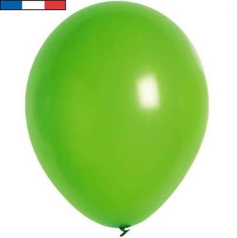 50 ballons latex 25cm vert prairie fabriqués en France