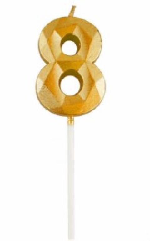 Bougie chiffre diamant or 8