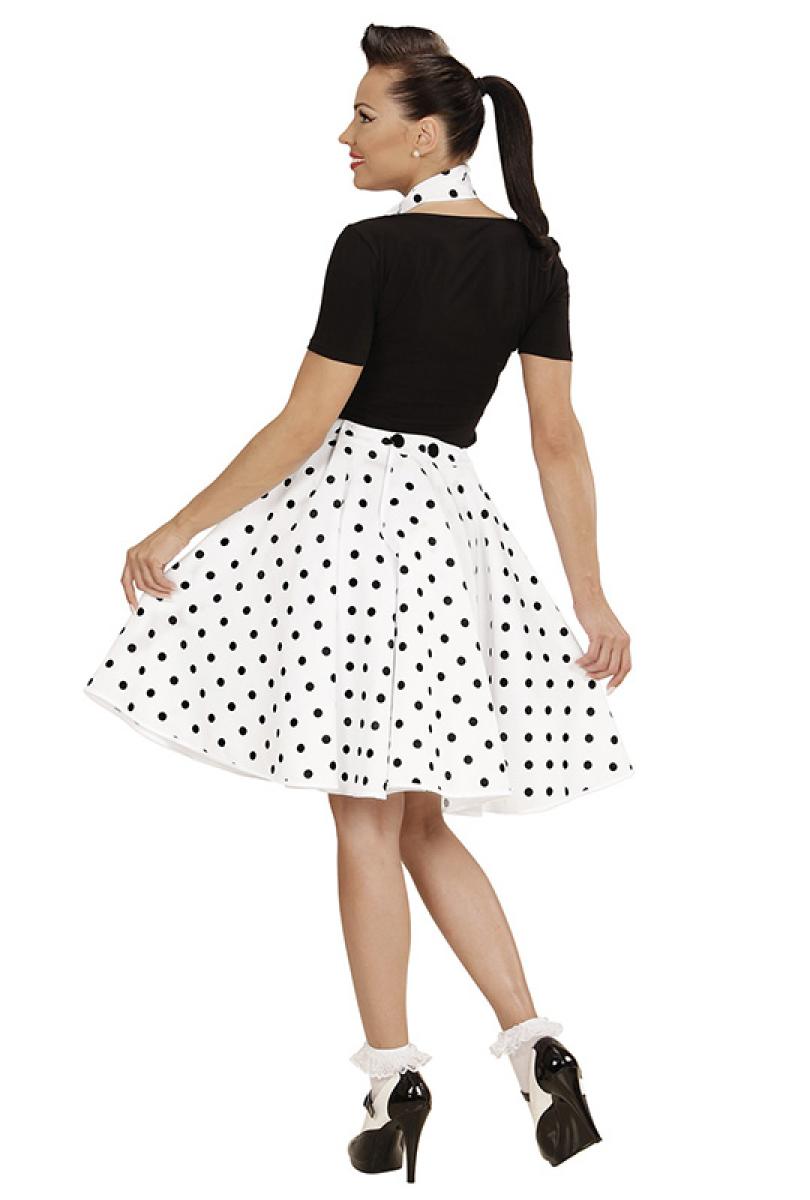 Jupe blanche a pois noir années 50 rock