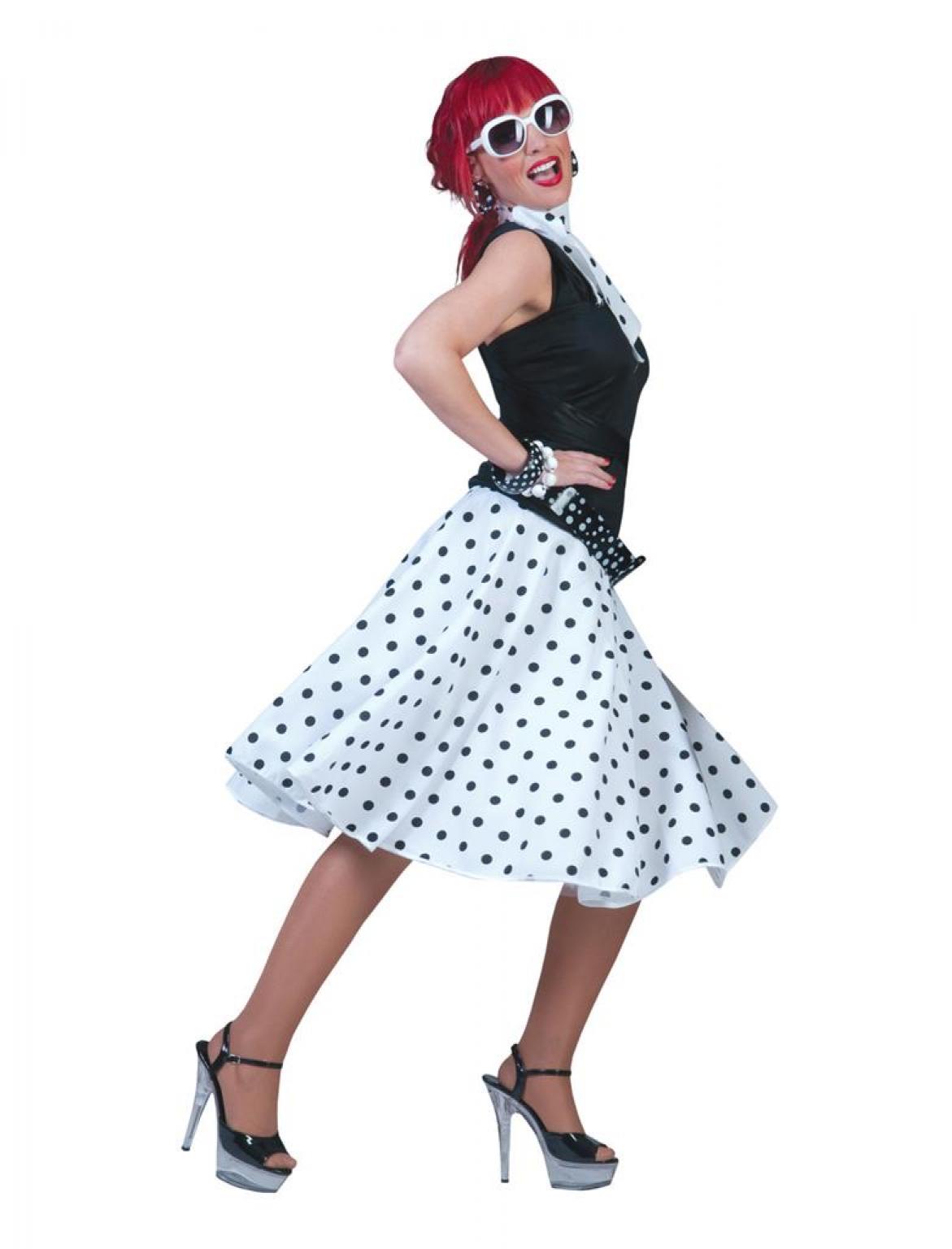 Jupe rock'n roll blanche pois noir