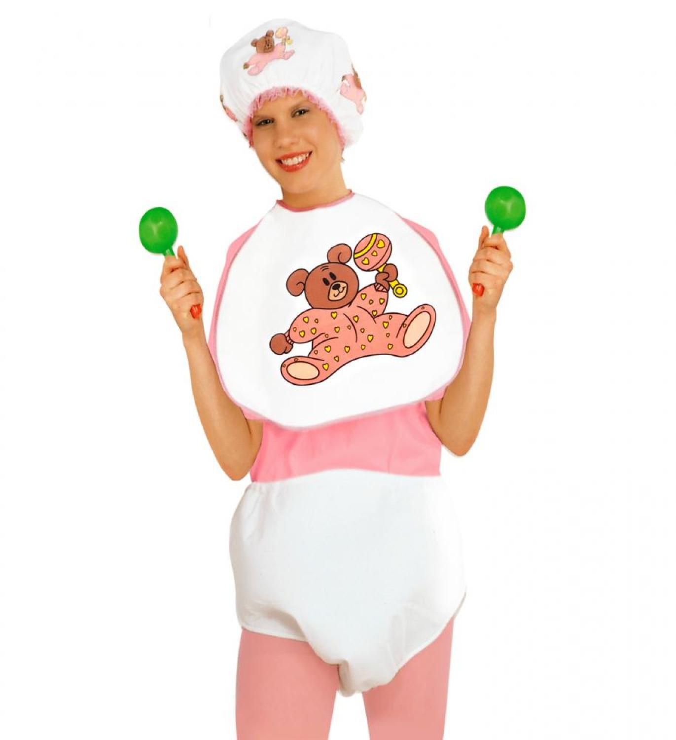 Set bébé rose couche+bavoir+bonnet
