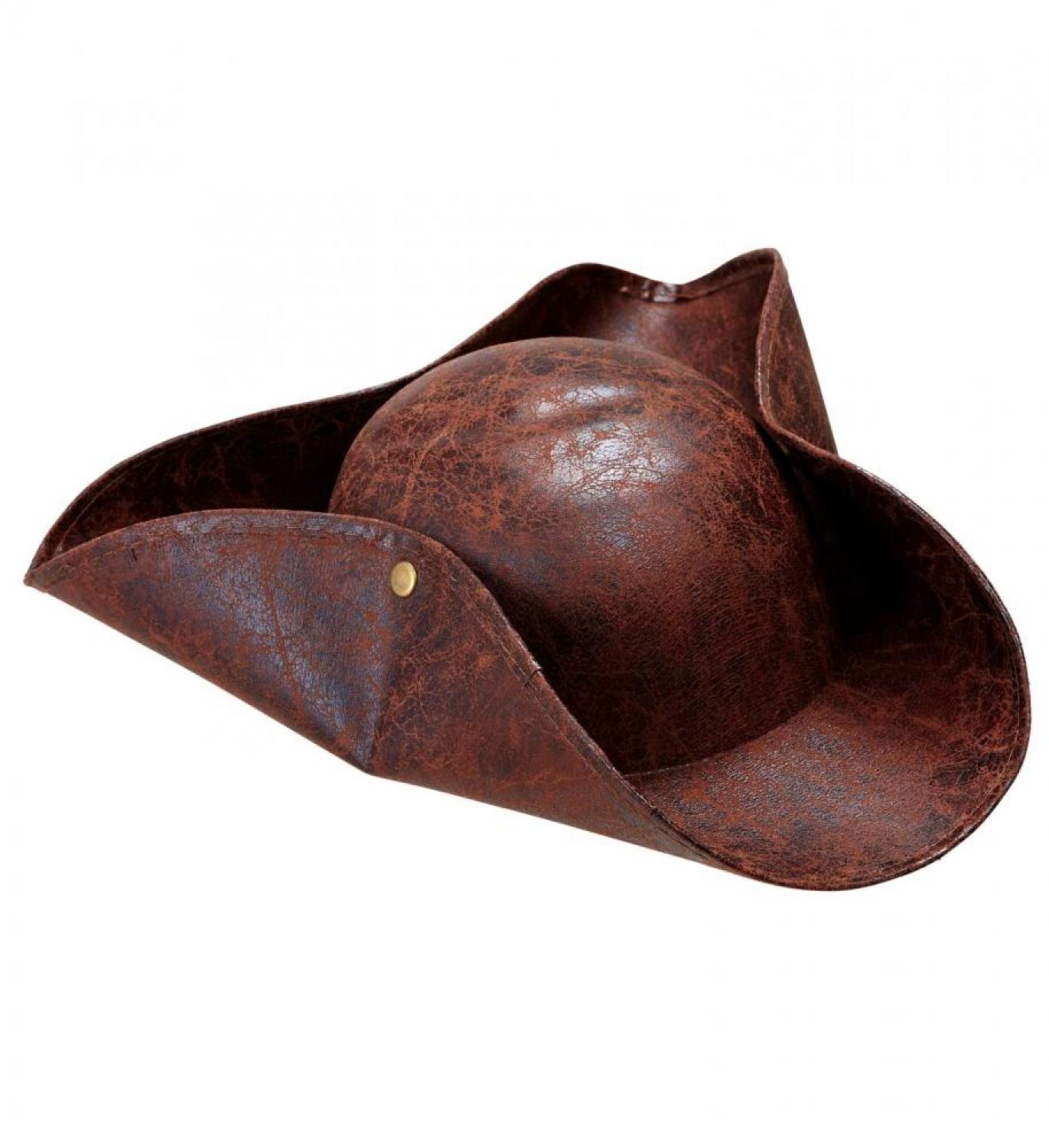 Tricorne pirate imitation cuir marron Neptune