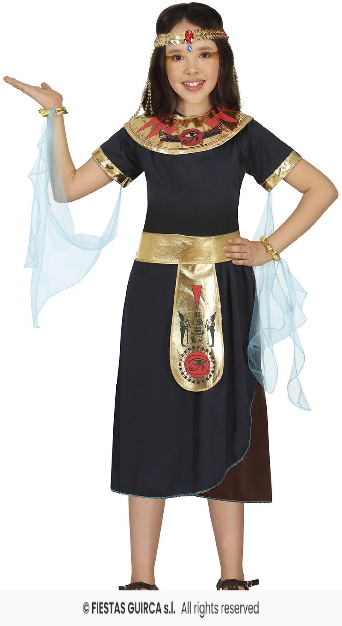 Pharaonne Egyptienne fille noir et or taille 7/9 ans