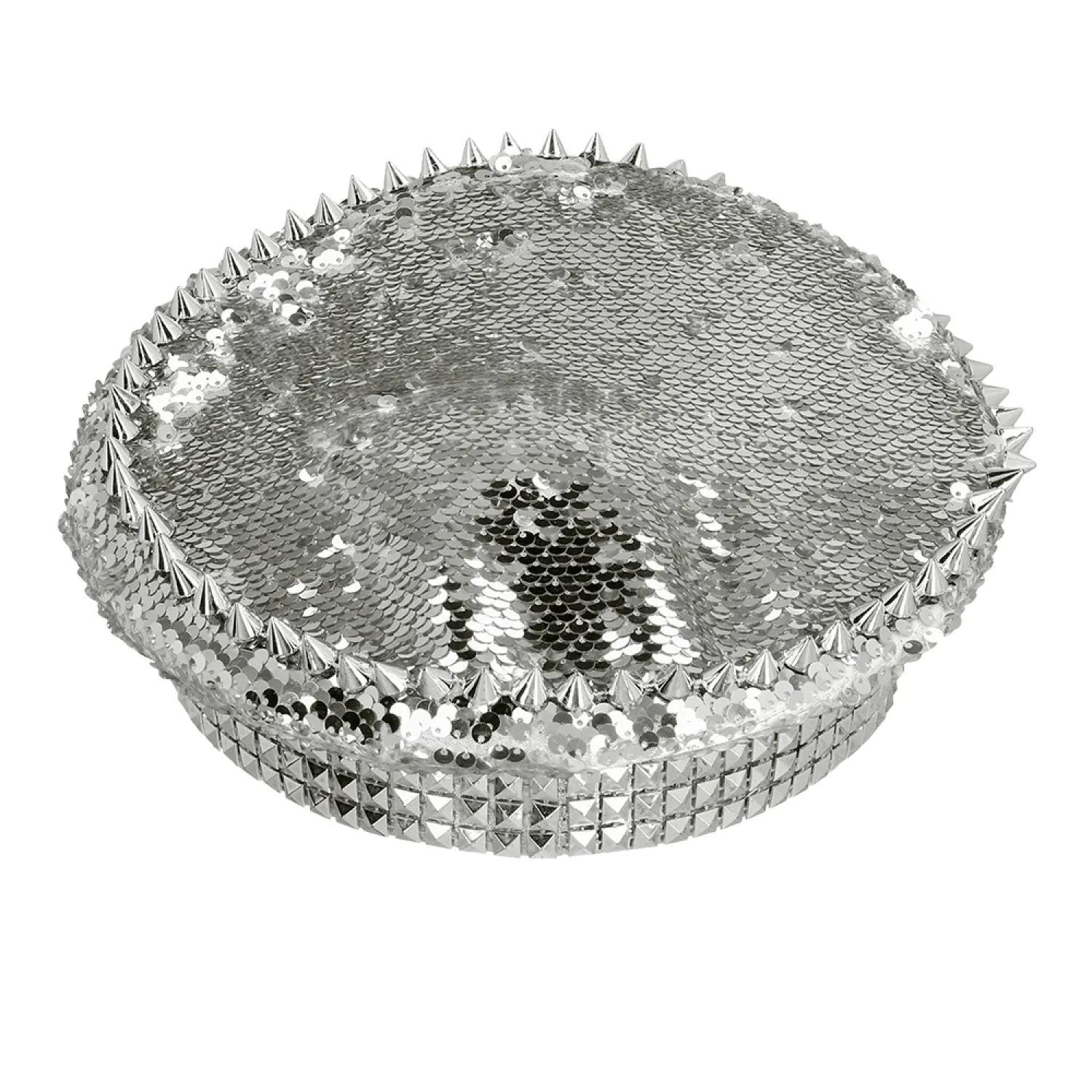 Casquette Glamour sequin et strass argent