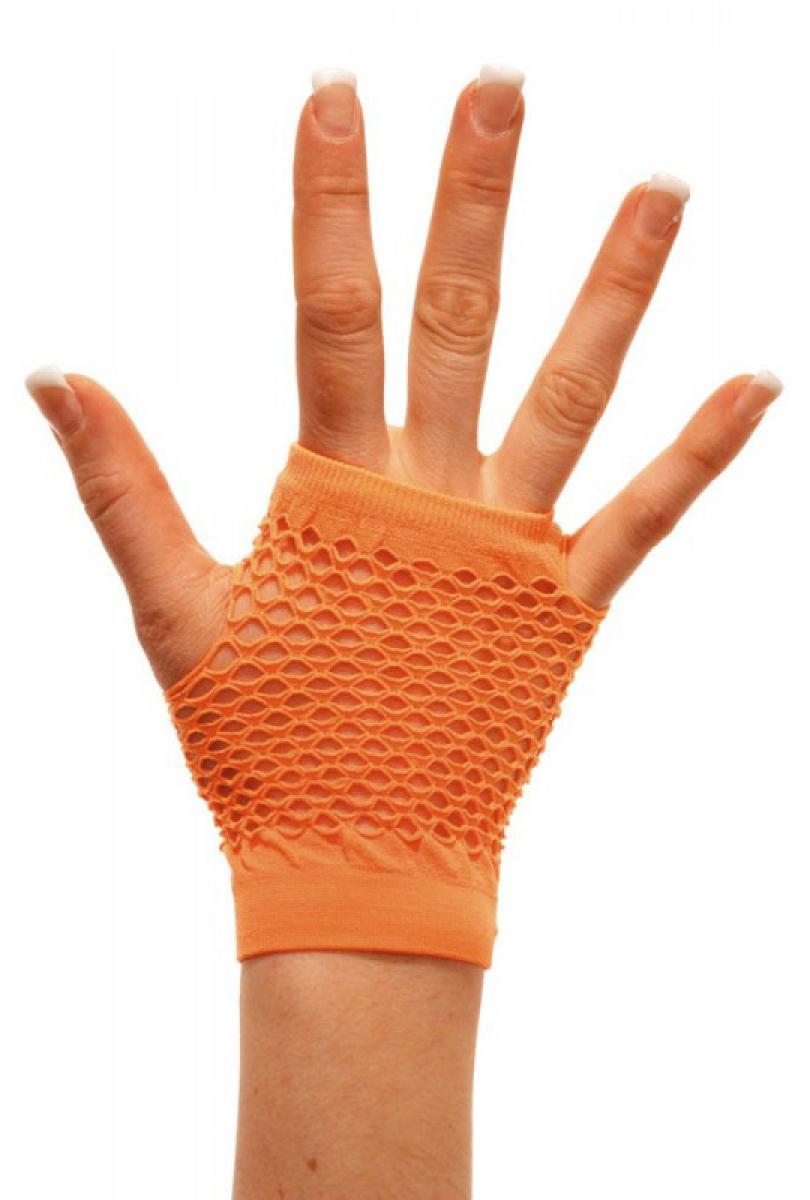Mitaines courtes fluo orange résille