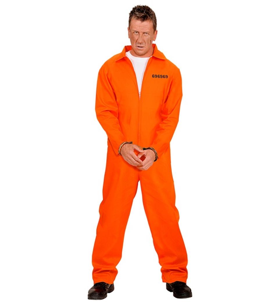 Prisonnier Bagnard américain orange + menottes taille L