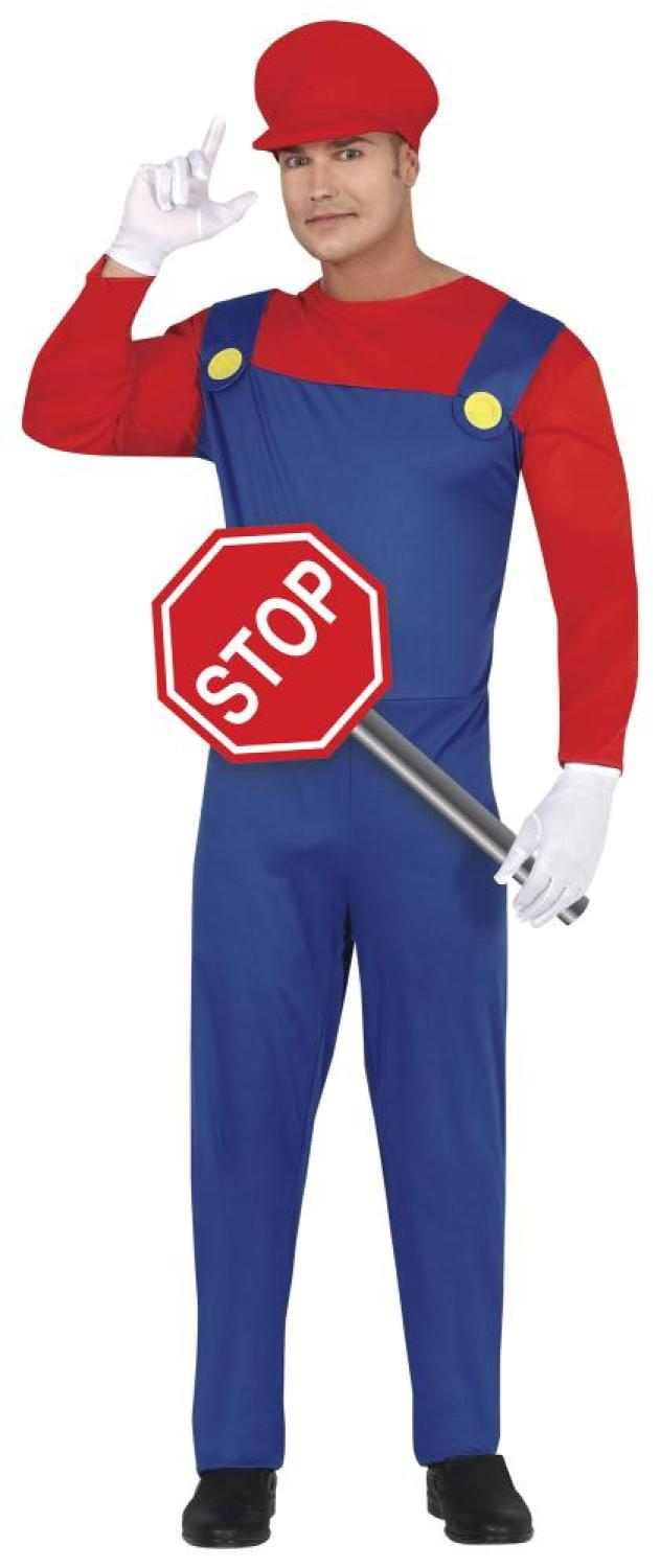 Plombier bleu et rouge taille L