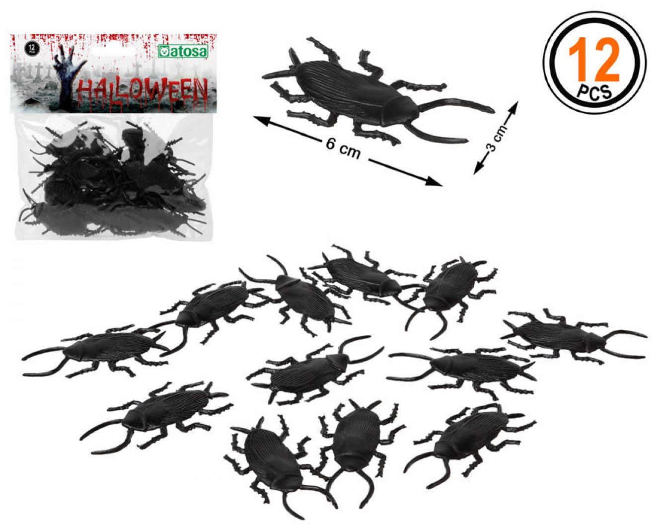 Sachet de 12 cafards plats en caoutchouc