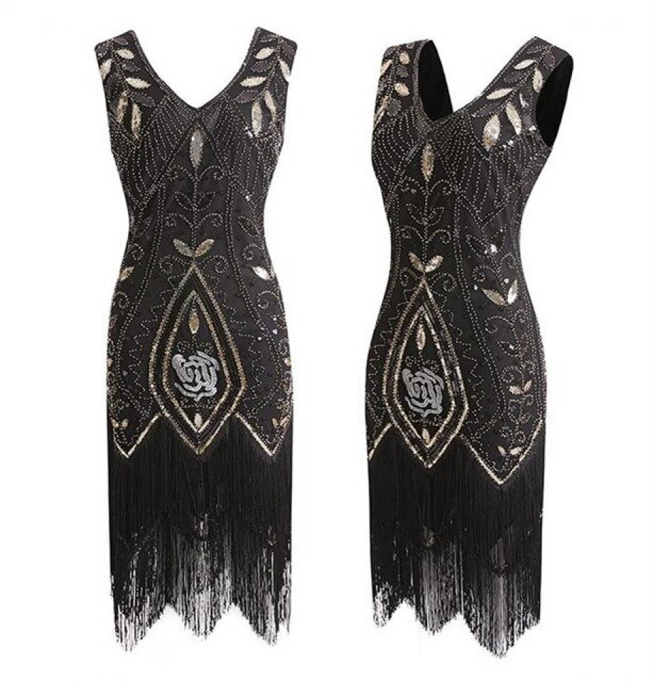 Robe Charleston noire et dorée taille XL